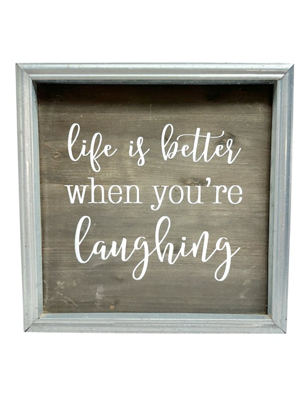 Life Is Better When Youre Laughing Wood Framed Wall Art Sign 16x16 Rustic Decor